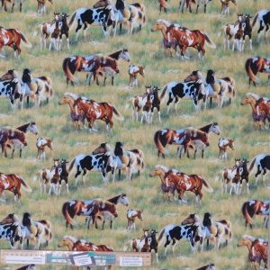 Patchwork Quilting Sewing Fabric Pasture Buddies Horses 50x55cm FQ