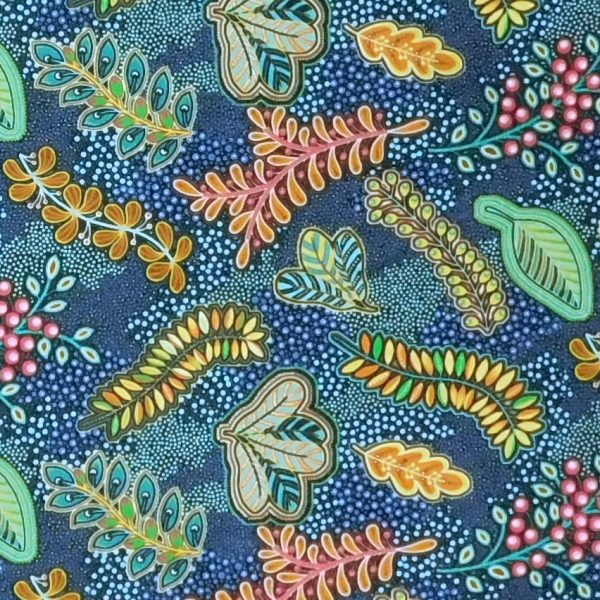 Patchwork Quilting Sewing Fabric Pannotia Teal Aboriginal 50x55cm FQ