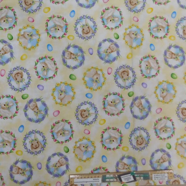 Patchwork Quilting Sewing Fabric Easter Hoppy Hunting 50x55cm FQ