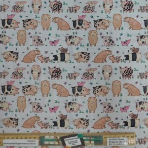 Patchwork Quilting Sewing Fabric Hay Piggy Rows 50x55cm FQ