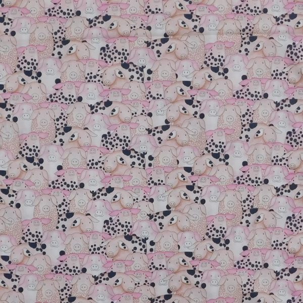 Patchwork Quilting Sewing Fabric Hay Pink Piggies 50x55cm FQ