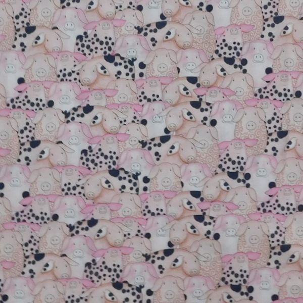Patchwork Quilting Sewing Fabric Hay Pink Piggies 50x55cm FQ