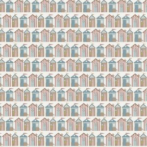 Quilting Patchwork Fabric Sunkissed Sojourn Beach Huts Cream 50x55cm FQ