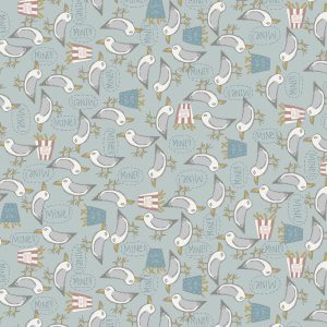 Quilting Patchwork Fabric Sunkissed Sojourn Seagulls Blue 50x55cm FQ