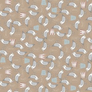 Quilting Patchwork Fabric Sunkissed Sojourn Seagulls Beige 50x55cm FQ