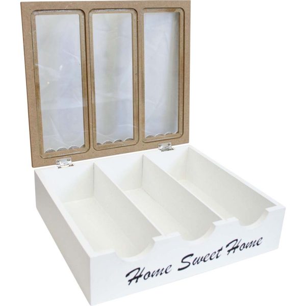 French Country Cafe Home Sweet Home Cutlery Box Wooden Holder