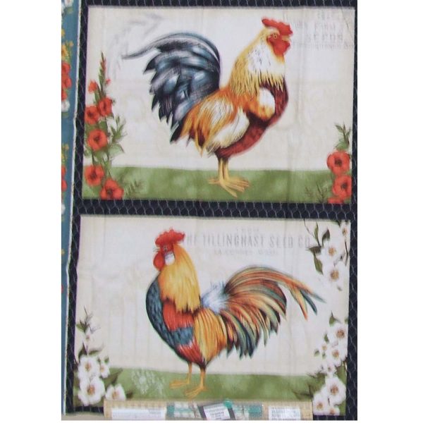 Patchwork Quilting Sewing Rooster Placemats 62x110cm Fabric Panel