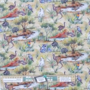 Patchwork Quilting Sewing Fabric Australian Natives 50x55cm FQ