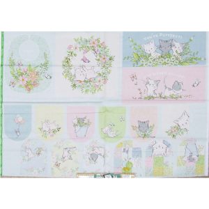 Patchwork Quilting Sewing Playful Spring Kitty Baby 80x110cm Fabric Panel