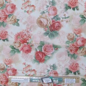 Quilting Patchwork Sewing Fabric Sweet Blush Rose B 50x55cm FQ