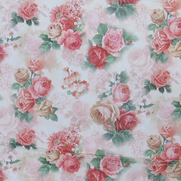 Quilting Patchwork Sewing Fabric Sweet Blush Rose B 50x55cm FQ