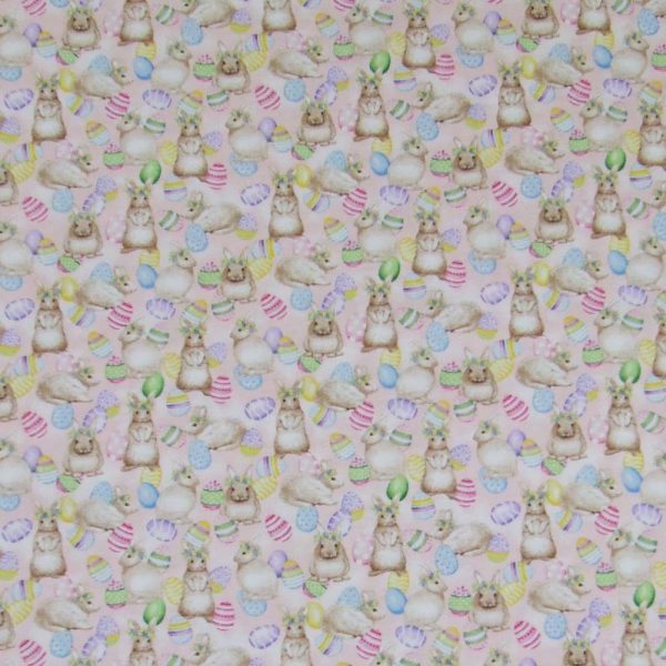 Quilting Patchwork Fabric Hoppy Hunting Easter Bunny 50x55cm FQ