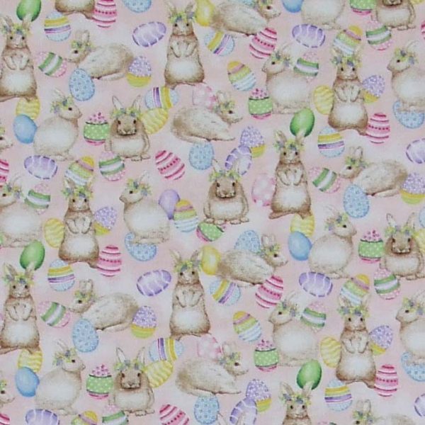Quilting Patchwork Fabric Hoppy Hunting Easter Bunny 50x55cm FQ