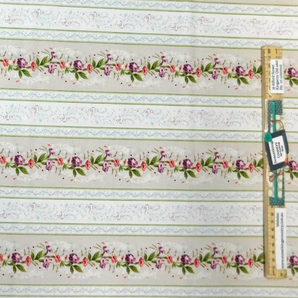 Quilting Patchwork Sewing Fabric Adelaide Floral White Border 50x55cm FQ