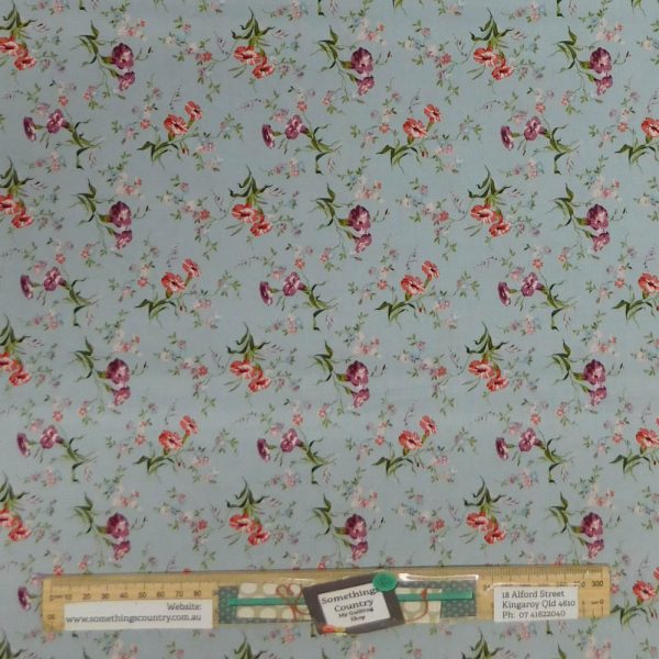 Quilting Patchwork Sewing Fabric Vintage Floral Blue 50x55cm FQ