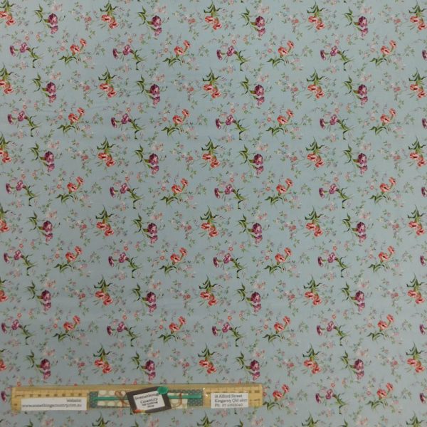 Quilting Patchwork Sewing Fabric Vintage Floral Blue 50x55cm FQ