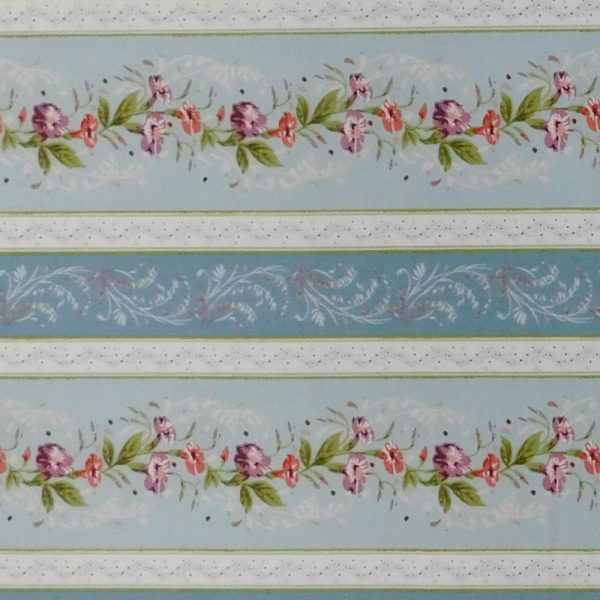Quilting Patchwork Sewing Fabric Adelaide Floral Blue Border 50x55cm FQ