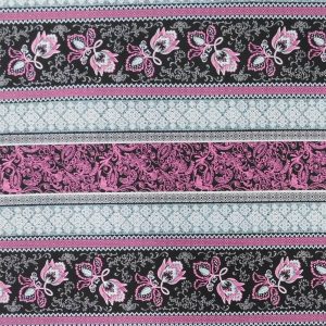 Quilting Patchwork Sewing Fabric Marseille Black Pink 50x55cm FQ