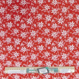 Quilting Patchwork Sewing Fabric Red White Flowers 50x55cm FQ