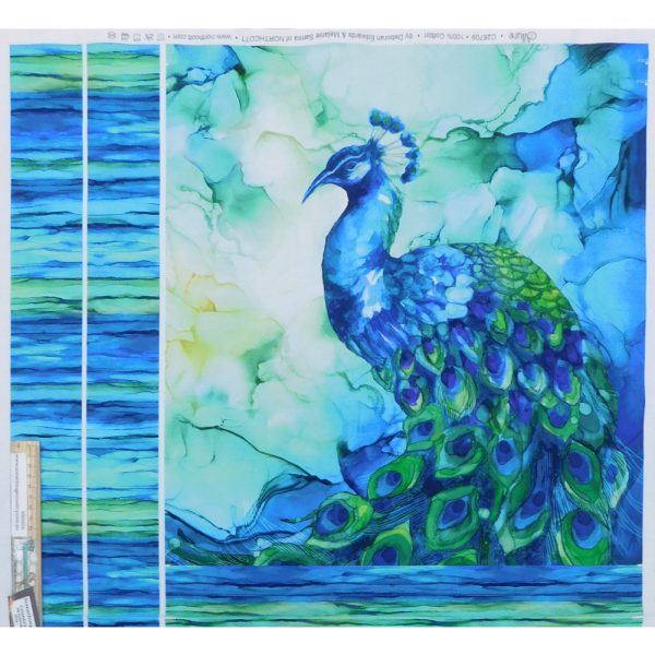 Patchwork Quilting Sewing Allure Peacock Bag 64x110cm Fabric Panel