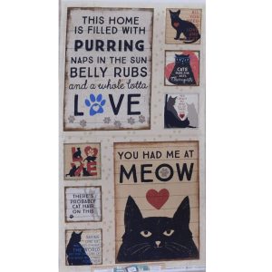 Patchwork Quilting Sewing Purrfection Cat 61x110cm Fabric Panel