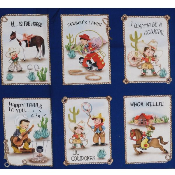 Patchwork Quilting Sewing Happy Trails Cowboy 56x110cm Fabric Panel