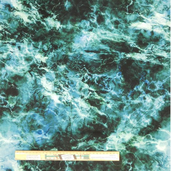 Quilting Patchwork Sewing Fabric Marbled Teal 50x55cm FQ