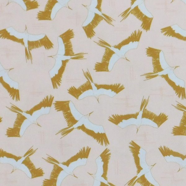 Quilting Patchwork Sewing Fabric Peach Birds 50x55cm FQ