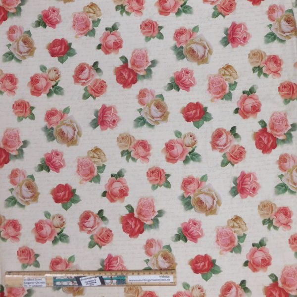 Quilting Patchwork Sewing Fabric Sweet Blush Rose 50x55cm FQ