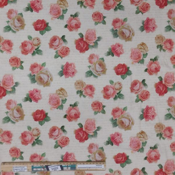 Quilting Patchwork Sewing Fabric Sweet Blush Rose 50x55cm FQ