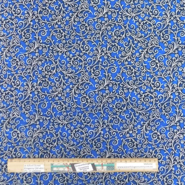 Quilting Patchwork Fabric Royal Blue Metallic Swirl 50x55cm FQ
