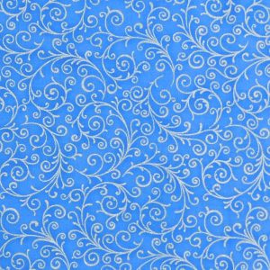 Quilting Patchwork Fabric Sky Blue Metallic Swirl 50x55cm FQ