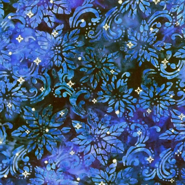 Quilting Patchwork Batik Winter Sparkle Evening Blue 50x55cm FQ