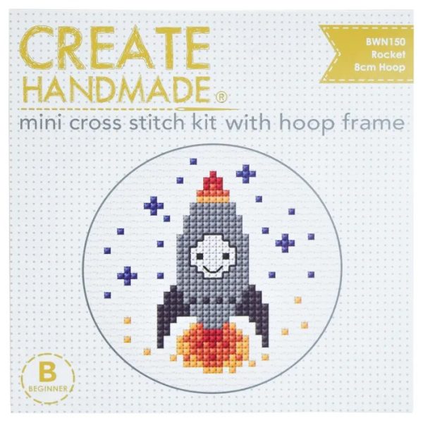 Create Handmade Cross X Stitch Rocket with Hoop 8cm