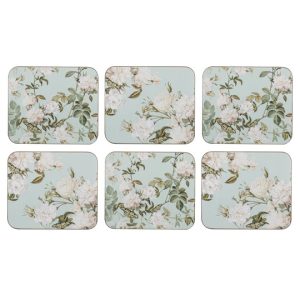 Ashdene Dining Kitchen Elegant Rose Mint Cork Back Coasters Set 6