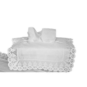 French Country Windsor Lace White Pink Tissue Box Cover