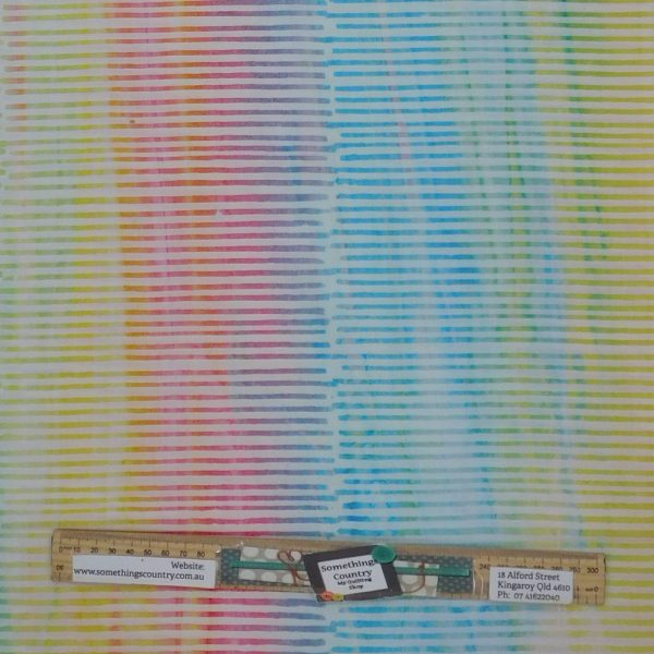 Quilting Patchwork Batik Pink Blue Yellow White Stripe 50x55cm FQ