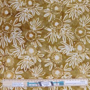 Quilting Patchwork Sewing Batik Mustard Gum Blossom 50x55cm FQ