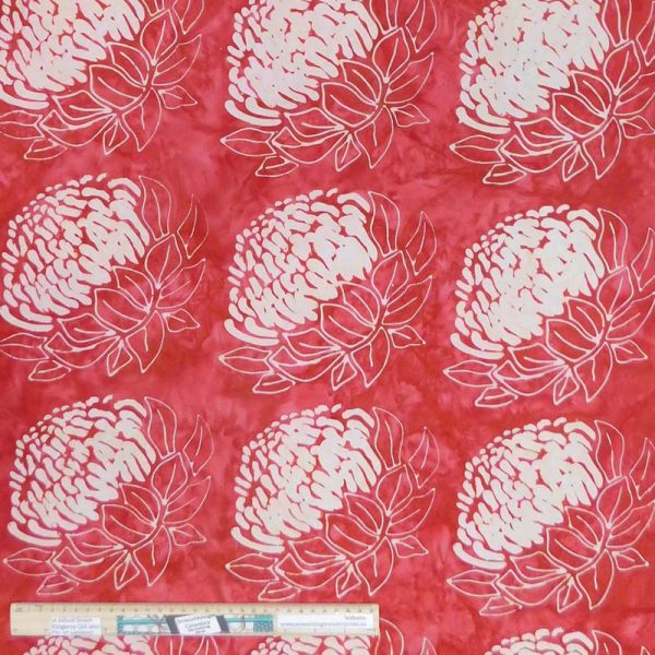 Quilting Patchwork Sewing Batik Red Protea 50x55cm FQ