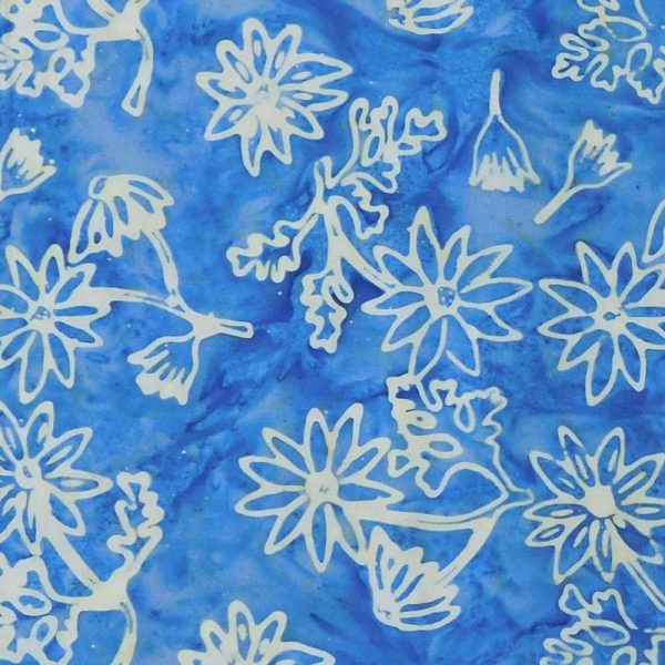 Quilting Patchwork Sewing Batik Blue Flowers 50x55cm FQ