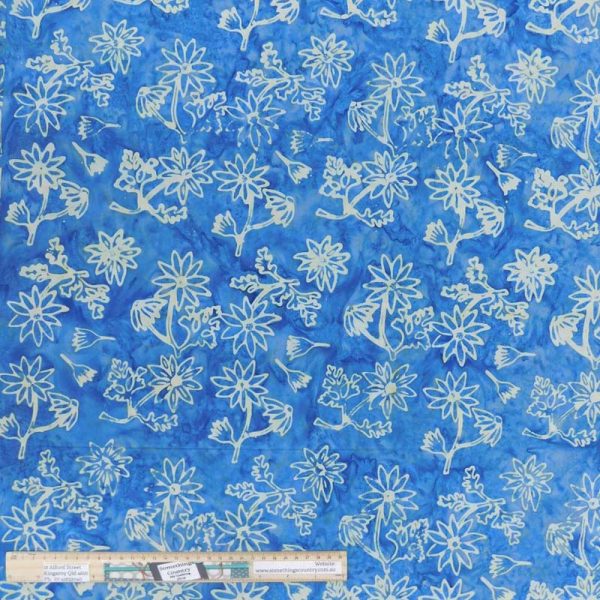 Quilting Patchwork Sewing Batik Blue Flowers 50x55cm FQ