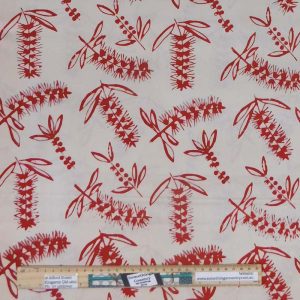 Quilting Patchwork Sewing Batik Red Wattle Cream 50x55cm FQ