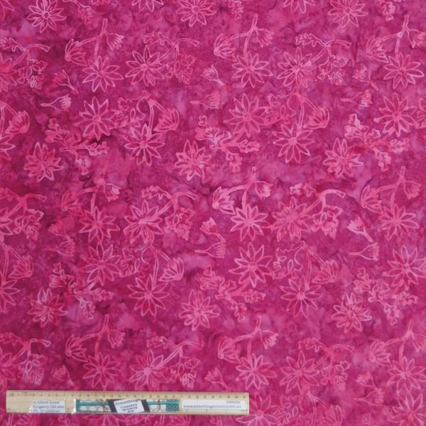 Quilting Patchwork Sewing Batik Flowers on Fuchsia 50x55cm FQ