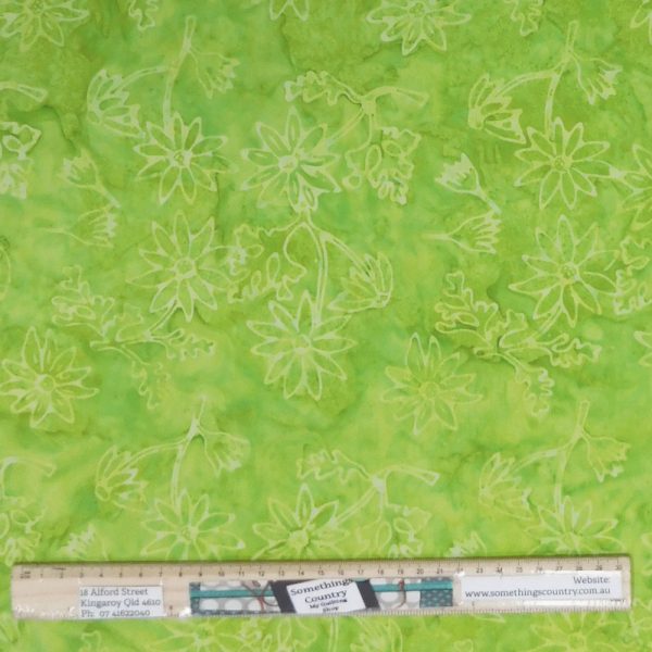 Quilting Patchwork Sewing Batik Flowers on Lime 50x55cm FQ