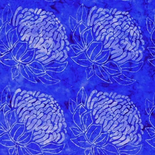 Quilting Patchwork Sewing Batik Protea on Royal Blue 50x55cm FQ