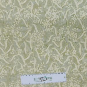 Quilting Patchwork Sewing Batik Wattle Gum Leaf Green 50x55cm FQ