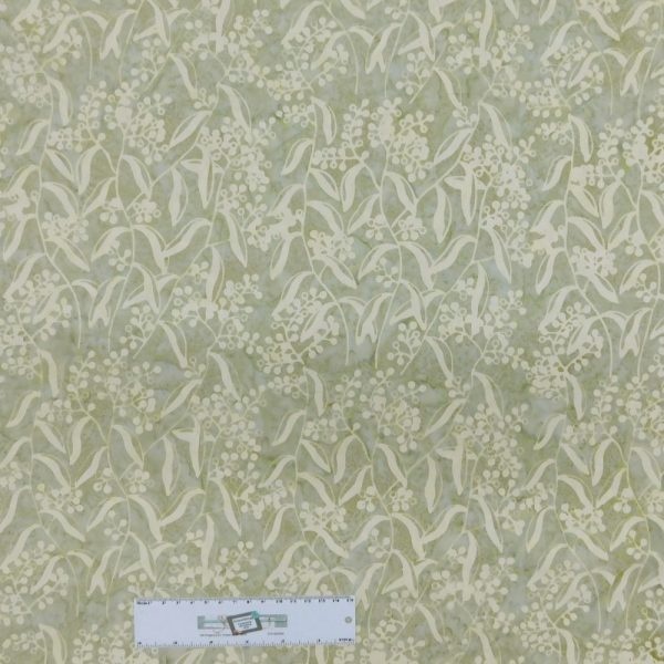 Quilting Patchwork Sewing Batik Wattle Gum Leaf Green 50x55cm FQ