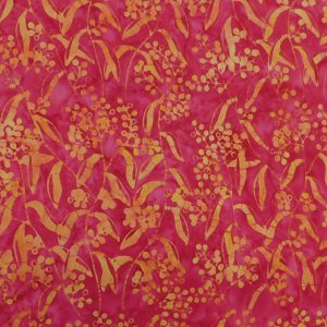 Quilting Patchwork Sewing Batik Orange Wattle on Pink 50x55cm FQ