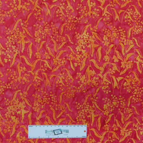 Quilting Patchwork Sewing Batik Orange Wattle on Pink 50x55cm FQ