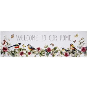 Country Wooden Welcome To Our Home Long Bird Sign